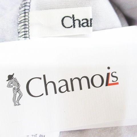 未使用品 シャミー Chamois 花柄 フラワー チェック柄 長袖 Tシャツ カットソー ロンT チュニック 44 紫系 パープル 日本製 ストレッチ タ シャミー Chamois 花柄 フラワー チェック柄 長袖 Tシャツ