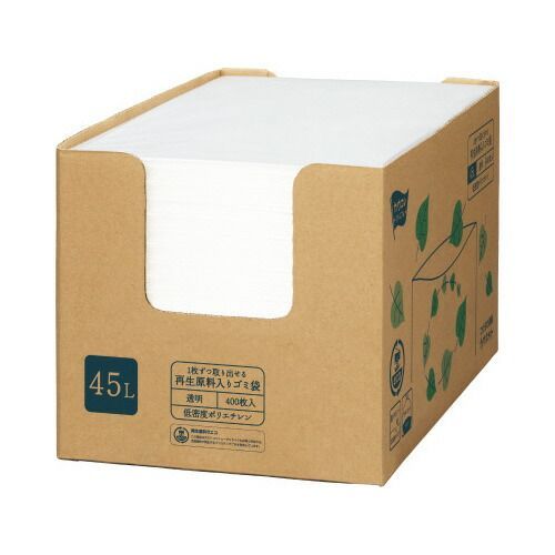１枚ずつ取り出せる再生原料入りゴミ袋 低密度 薄口 ４５Ｌ7060-7765 カウネット