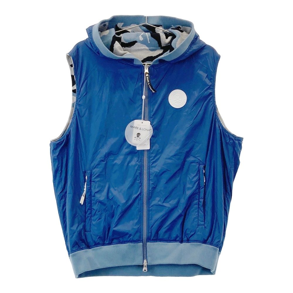 【特価】 サイズ 48 MARK-LONA マークアンドロナ 2025年 リバーシブルベスト Gauge Hooded カモフラ ブルー系 240101525232 ゴルフウェア メンズ ストスト 限定SALE