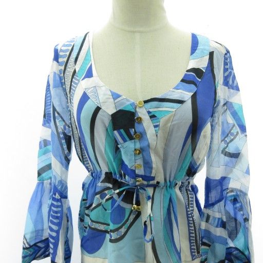 エミリオプッチ EMILIO PUCCI 美品 金釦 チュニック シャツ ブラウス  