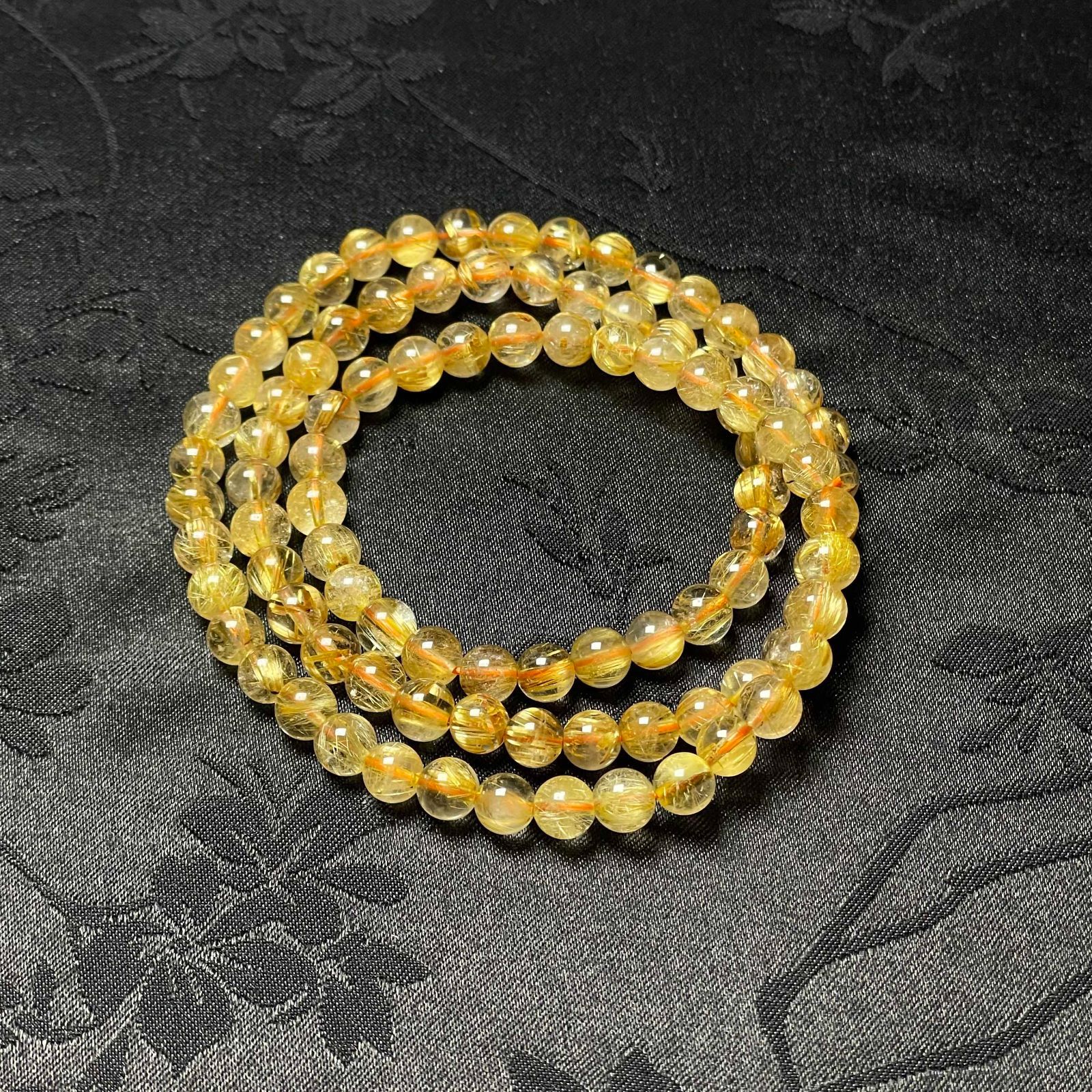 EU製 タイチンルチル 黄金針水晶 ゴールド 金運 開運 3本巻きブレスレット パワーストーン プレゼント 5.8-6.2mm ZB9532