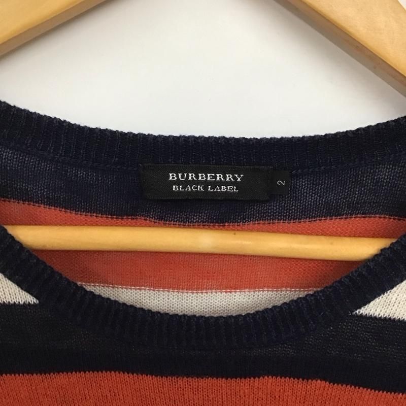 ✨美品✨バーバリーブラックレーベル 半袖ニット チェック柄 綿100% 2 L BURBERRY BLACK LABEL バーバリーブラックレーベル ニット