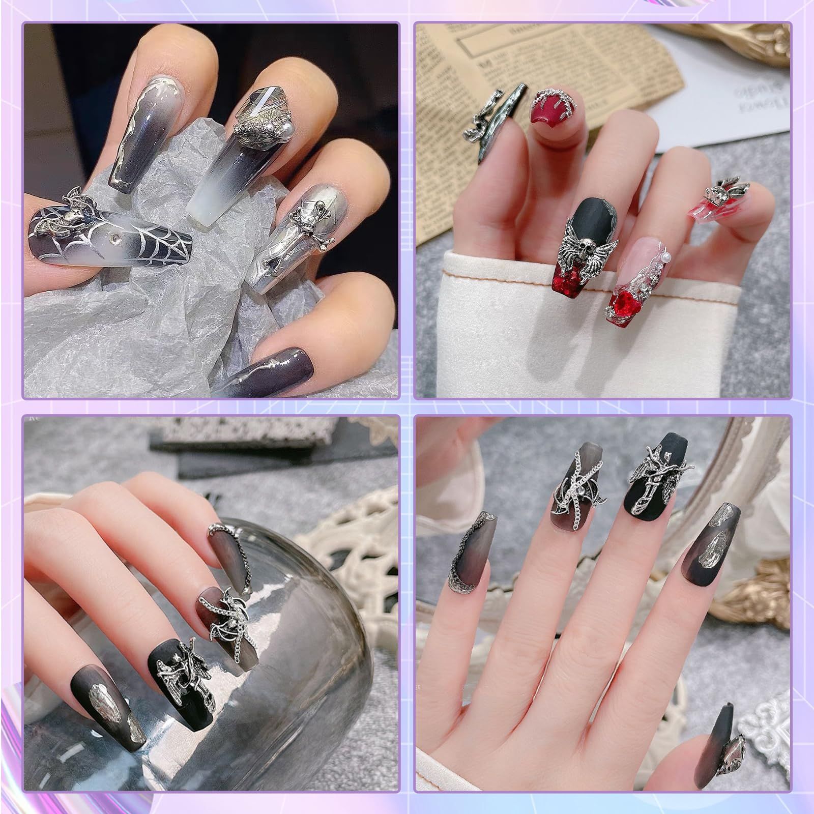 人気商品】クロス 十字架 スカル メタルパーツ 立体 diy手芸 3D