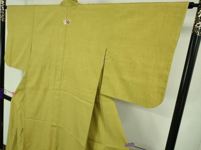 平和屋着物■極上　本場結城紬　重要無形文化財　色無地　緑黄色　逸品　DZAA7832kh5 平和屋着物□極上 本場結城紬 重要無形文化財 色無地 緑黄色 逸品