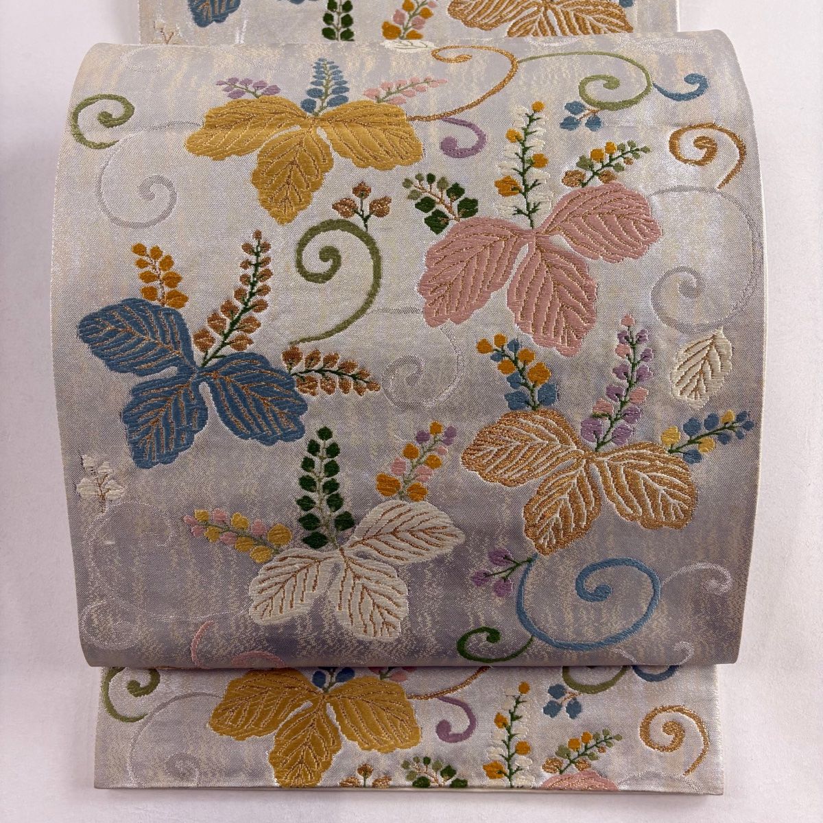 正絹 刺繍 夏帯 六通 袋帯 帯2089 高級 正絹 刺繍 夏帯 六通