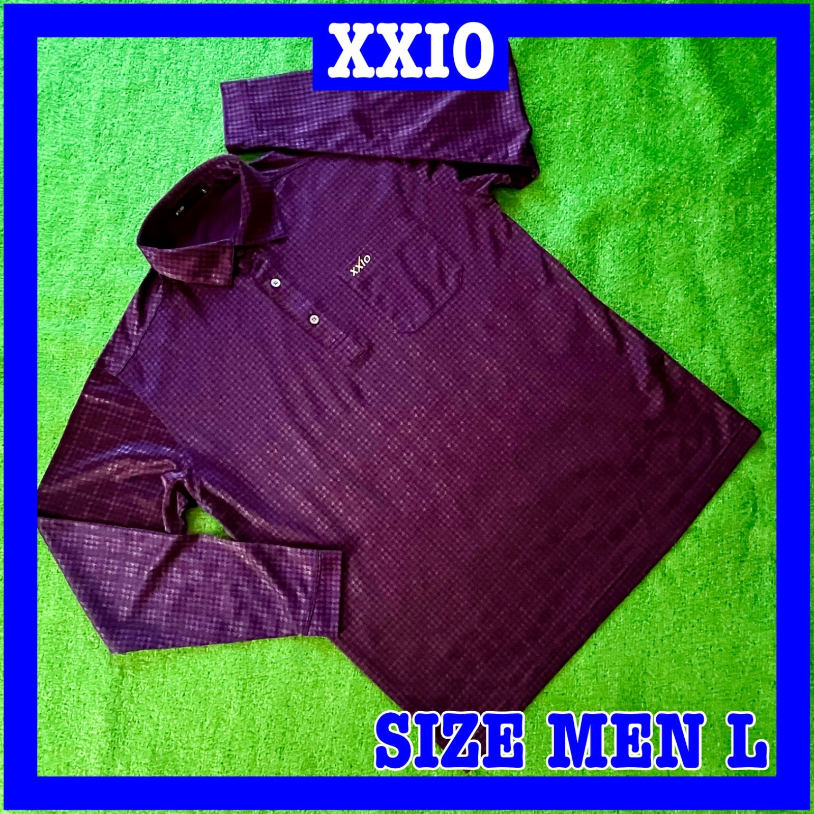 新品XXIO ポロシャツ LLサイズ 未使用品)XXIO ゼクシオ 半袖ポロシャツ 白×黒 総柄折り生地