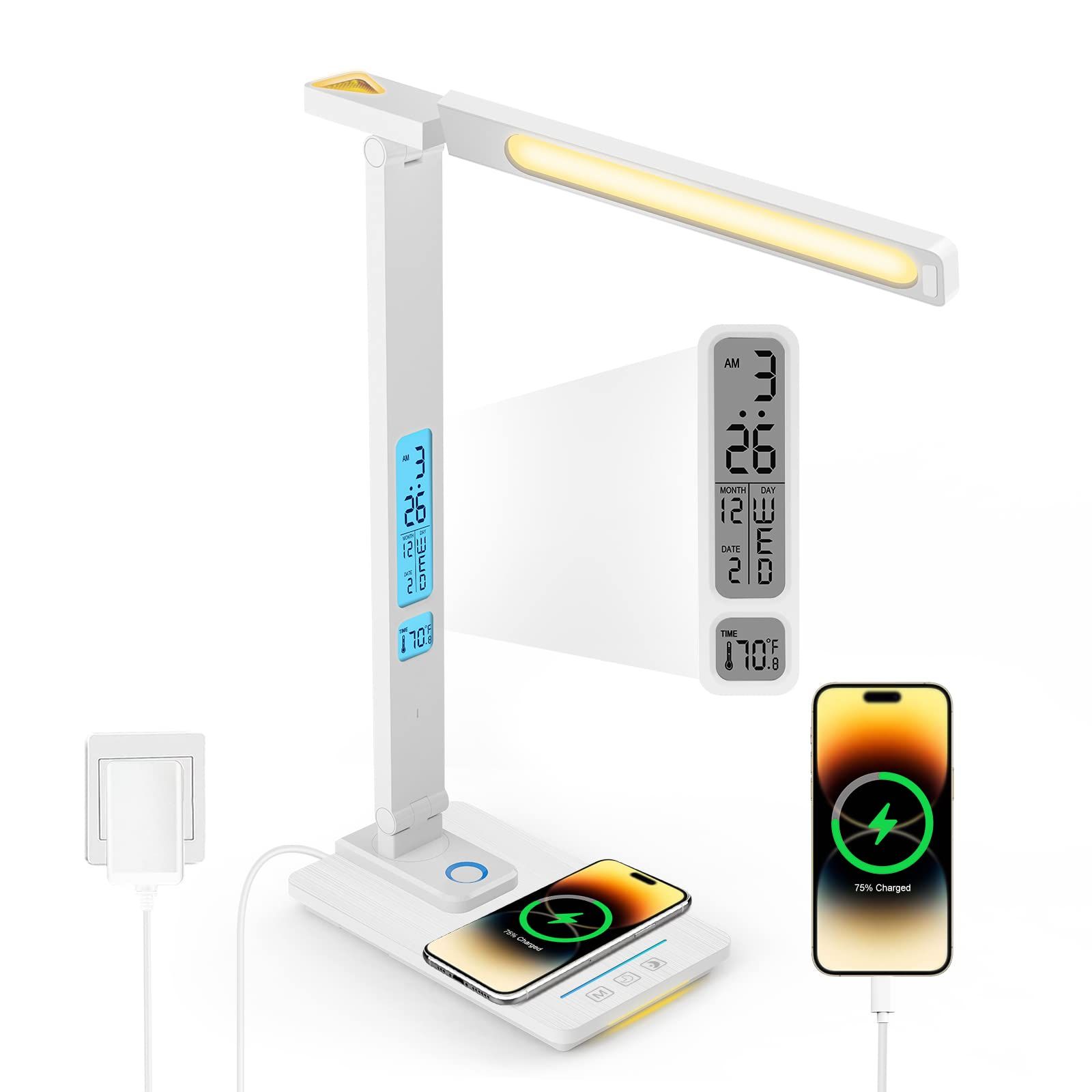【新着商品】KAWEINA デスクライト led 電気スタンド 卓上ライト スマホ充電対応 無段階調光 ナイトライト付き LEDライト 目に優しい タッチパネル テーブルライト USBコンセント付き 学習灯 子