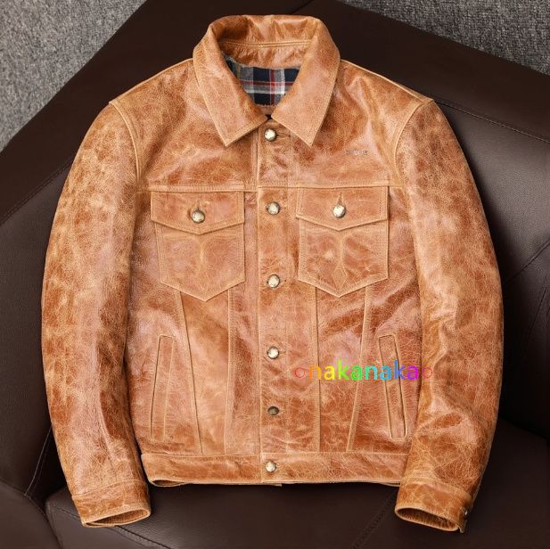 美品 メンズ 革ジャン ライダース レザージャケット 牛革 本革 S-5XL