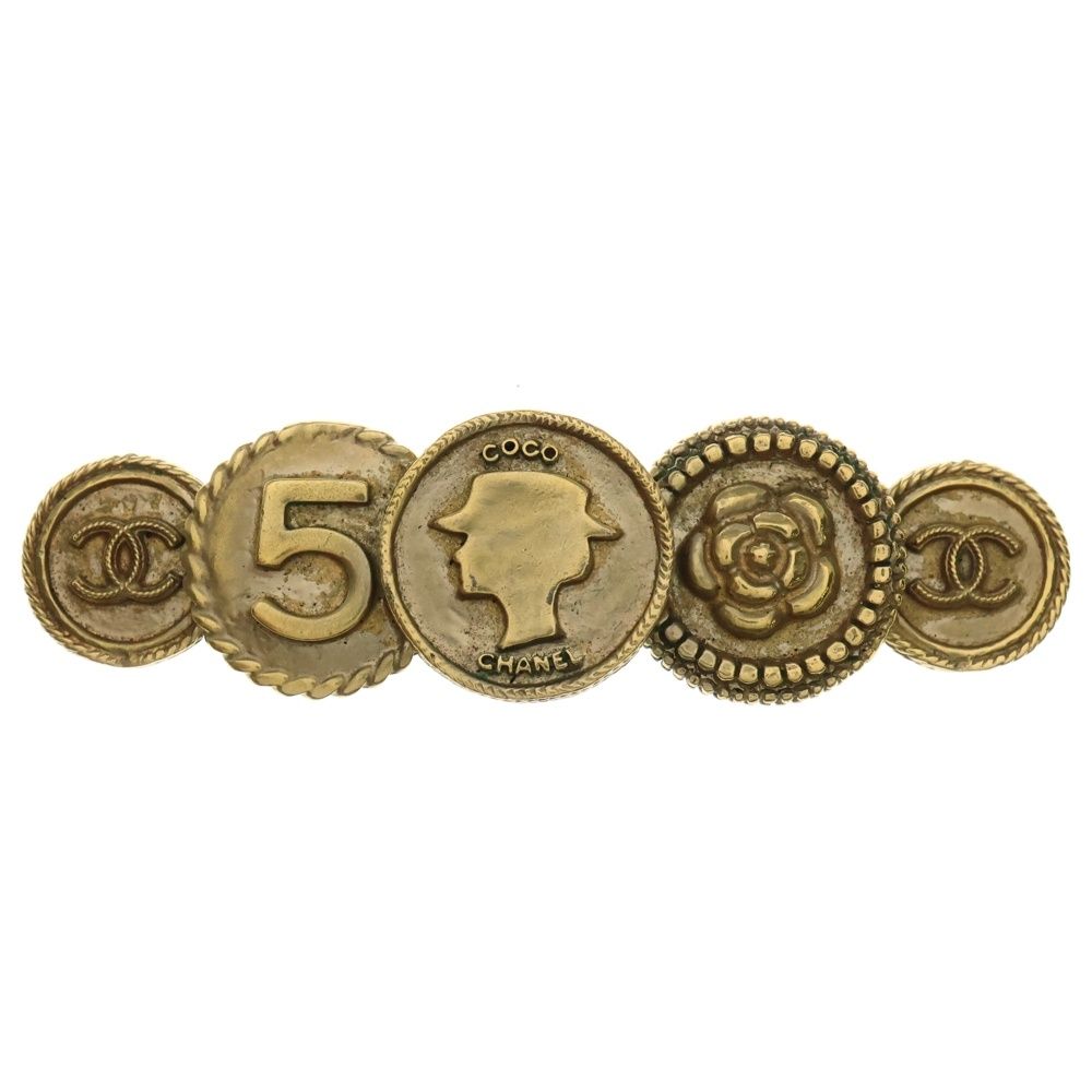 CHANEL シャネル ココマーク No.5 バレッタ ヘアクリップ ゴールド GP
