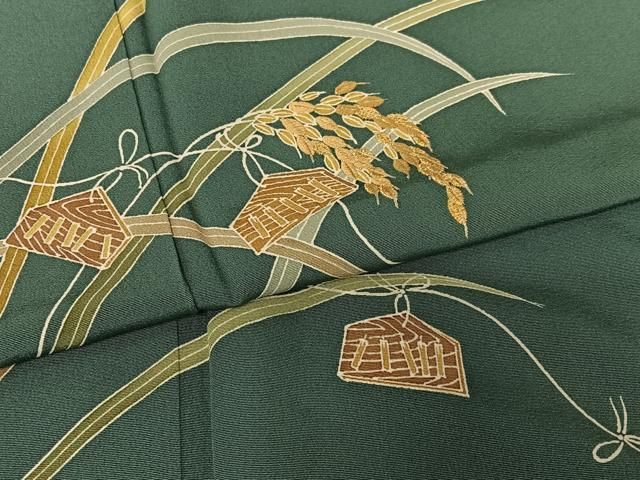 平和屋着物○訪問着 刺繍 稲穂 鳴子 大丸扱い 正絹 逸品 AABA8843zg 平和屋