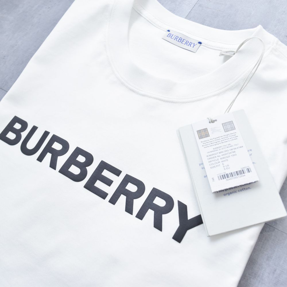 バーバリー Tシャツ 半袖 レディース コットン ロゴ ブラック 黒 ホワイト 白 ブランド キャメル ブラウン BURBERRY 8080324  8080325 8080427