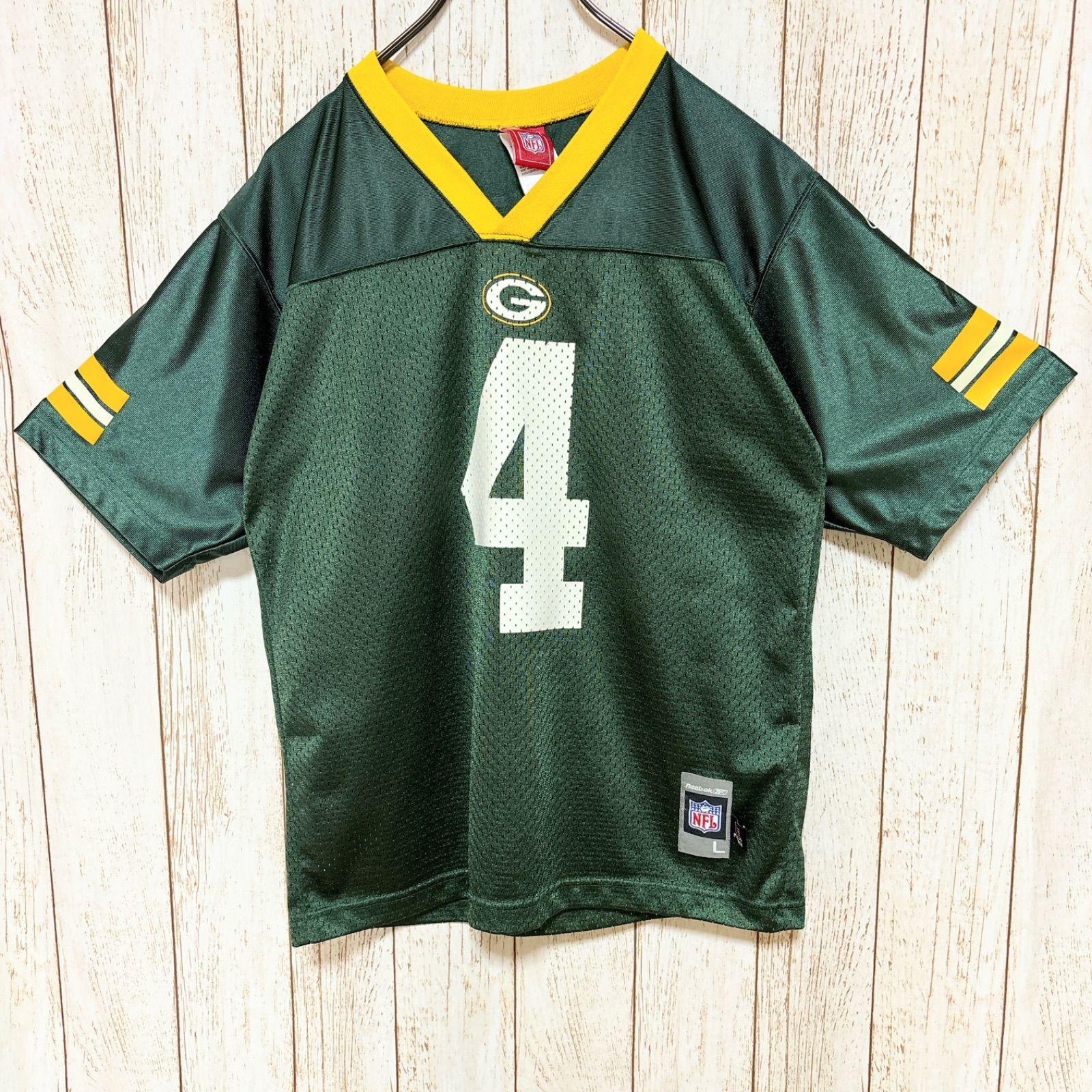 Reebok リーボック NFL GreenBay Packers グリーンベイ・パッカーズ ファーブ プリント ユニフォーム ゲームシャツ S USA古着