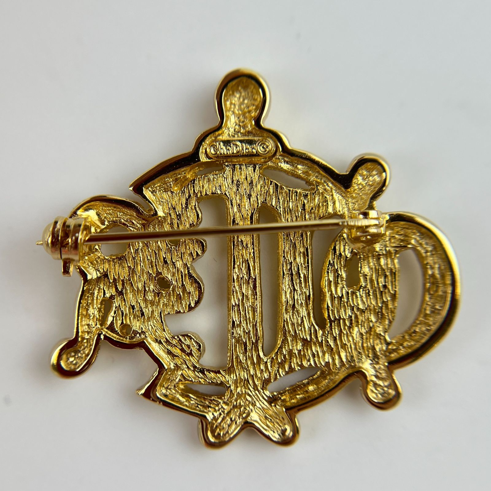 新品/希少】Christian Dior ヴィンテージ ロゴブローチ ゴールド