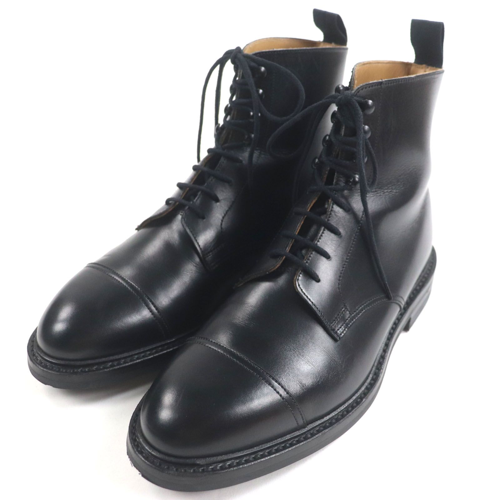 CROCKETT-JONES クロケットアンドジョーンズ 26387 CONISTON2 レザー ストレートチップ レースアップ ショートブーツ ブラック 7.5 イングランド製 メンズ