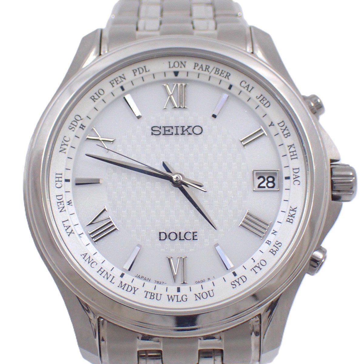 SEIKO セイコー ドルチェ ソーラー電波 メンズ 腕時計 チタン 白文字盤 純正ベルト SADZ201 | 7B27-0AD0 いおき質店