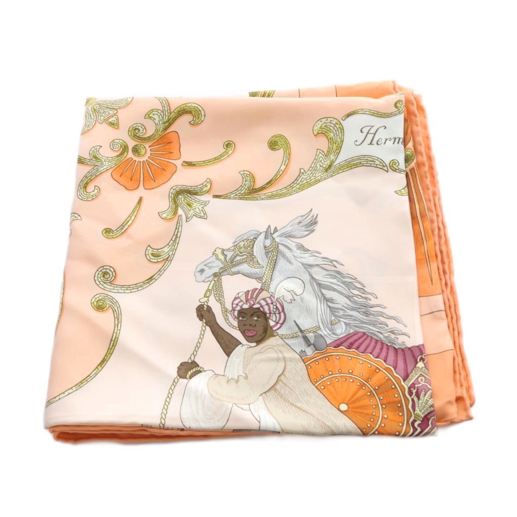 エルメス HERMES トルコの馬 Cheval Turc スカーフ オレンジ カレ90