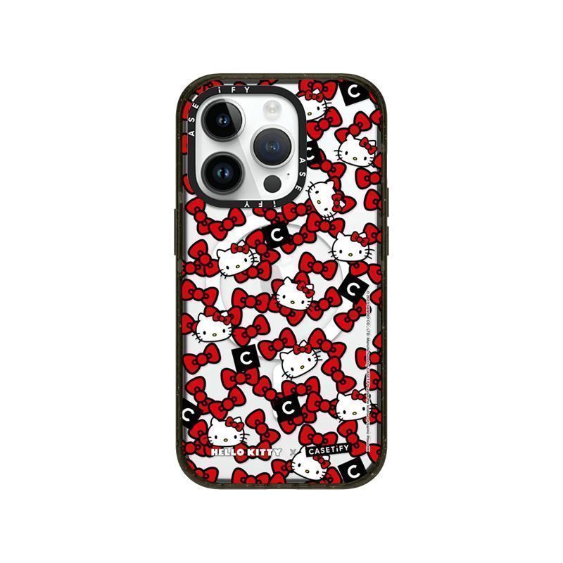 606#HELLO KITTY キティhellokitty magsafe対応 iPhoneケース 可愛い iPhone15ケース 黒枠/透明枠 スマホケース iPhone14proケース iPhone13ケース 衝?吸收 多機種対応