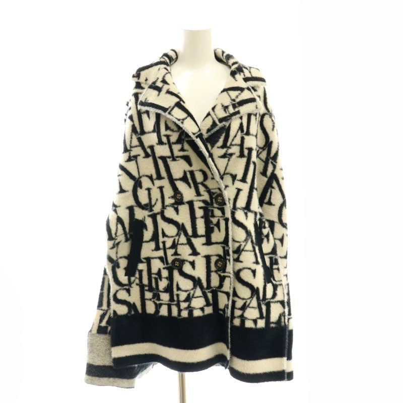 エリザベッタフランキ ELISABETTA FRANCHI ロゴ 総柄 ケープ コート 40  