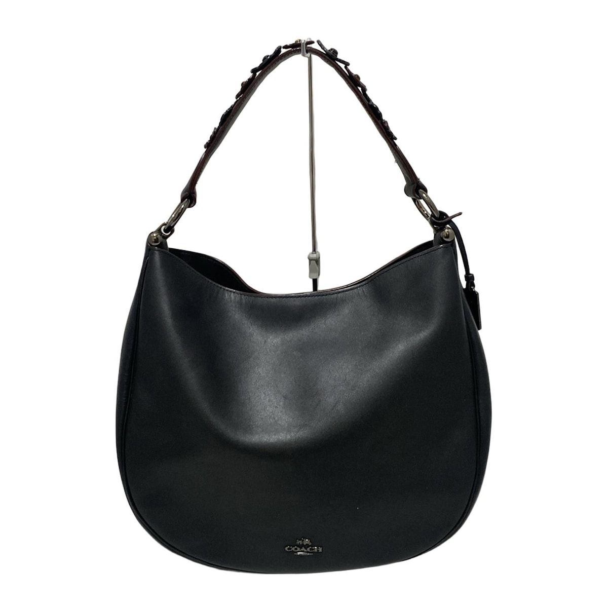 COACH コーチ ショルダーバッグ - 55543 黒×ボルドー フラワー 花 レザー