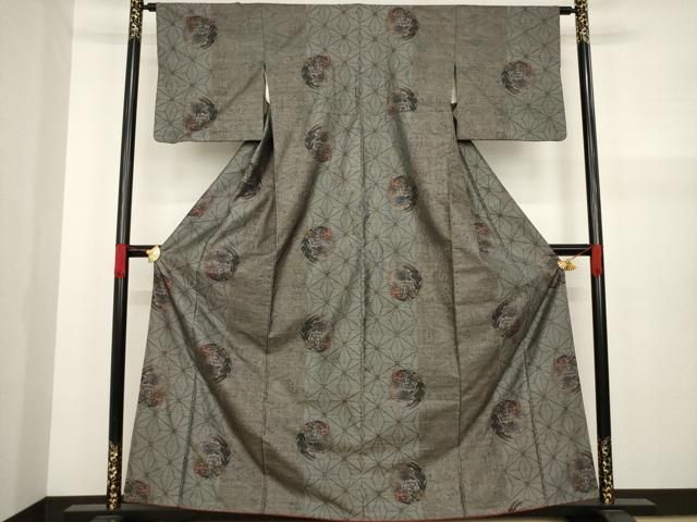 平和屋着物○本場大島紬 9マルキ 横段花菱文 正絹 逸品 DAAQ3463ps