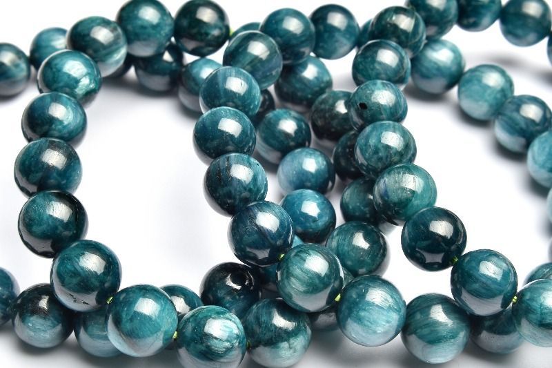 天然石 青色と灰色 8個セット 天然色◇希少カラー ブルーグリーンカイヤナイト 10.5mm ブレスレット