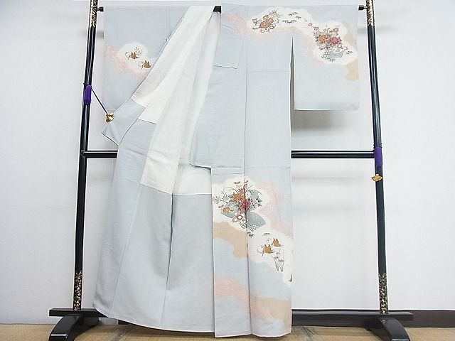 平和屋着物□訪問着 雪輪鴛鴦花文 暈し染め 金彩 正絹 逸品