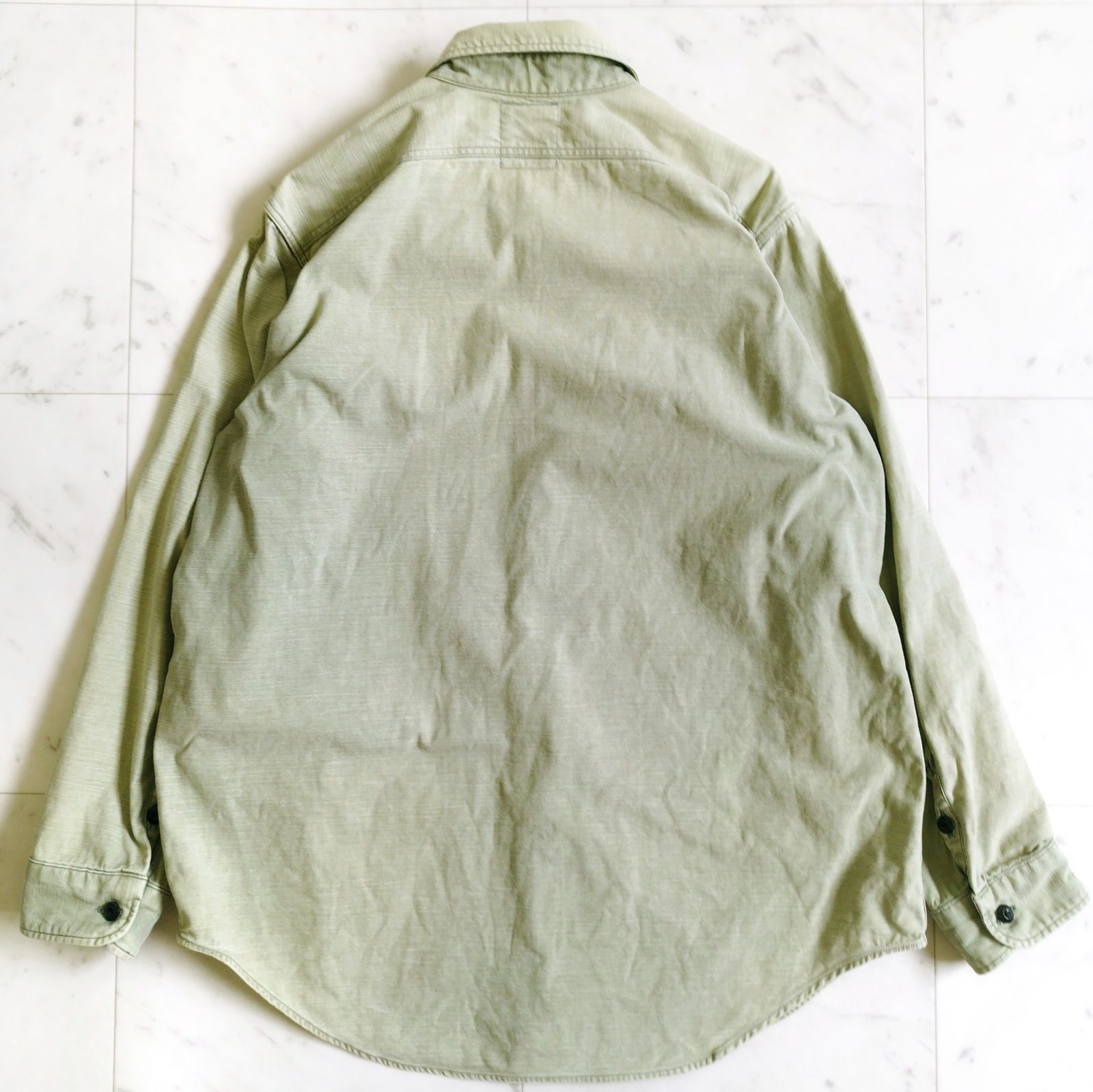 マディソンブルー ワークシャツ ハンプトン ライトカーキ 刺繍Bロゴ MADISON BLUEマディソンブルー】ワークシャツ フリーサイズ