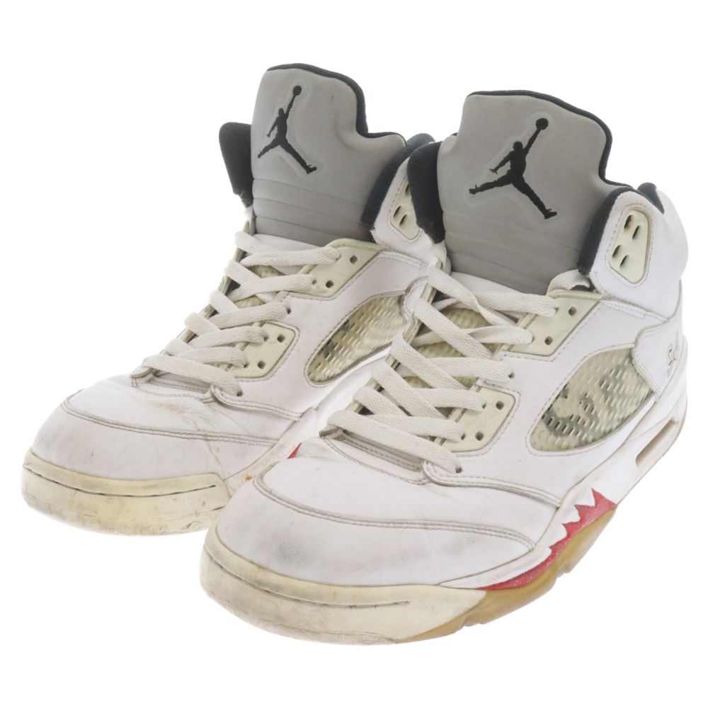 NIKE (ナイキ) 15AW×SUPREME AIR JORDAN 5 RETRO 824371-101 シュプリーム エアジョーダン5  ハイカットスニーカー ホワイト US10/28.0cm - メルカリ