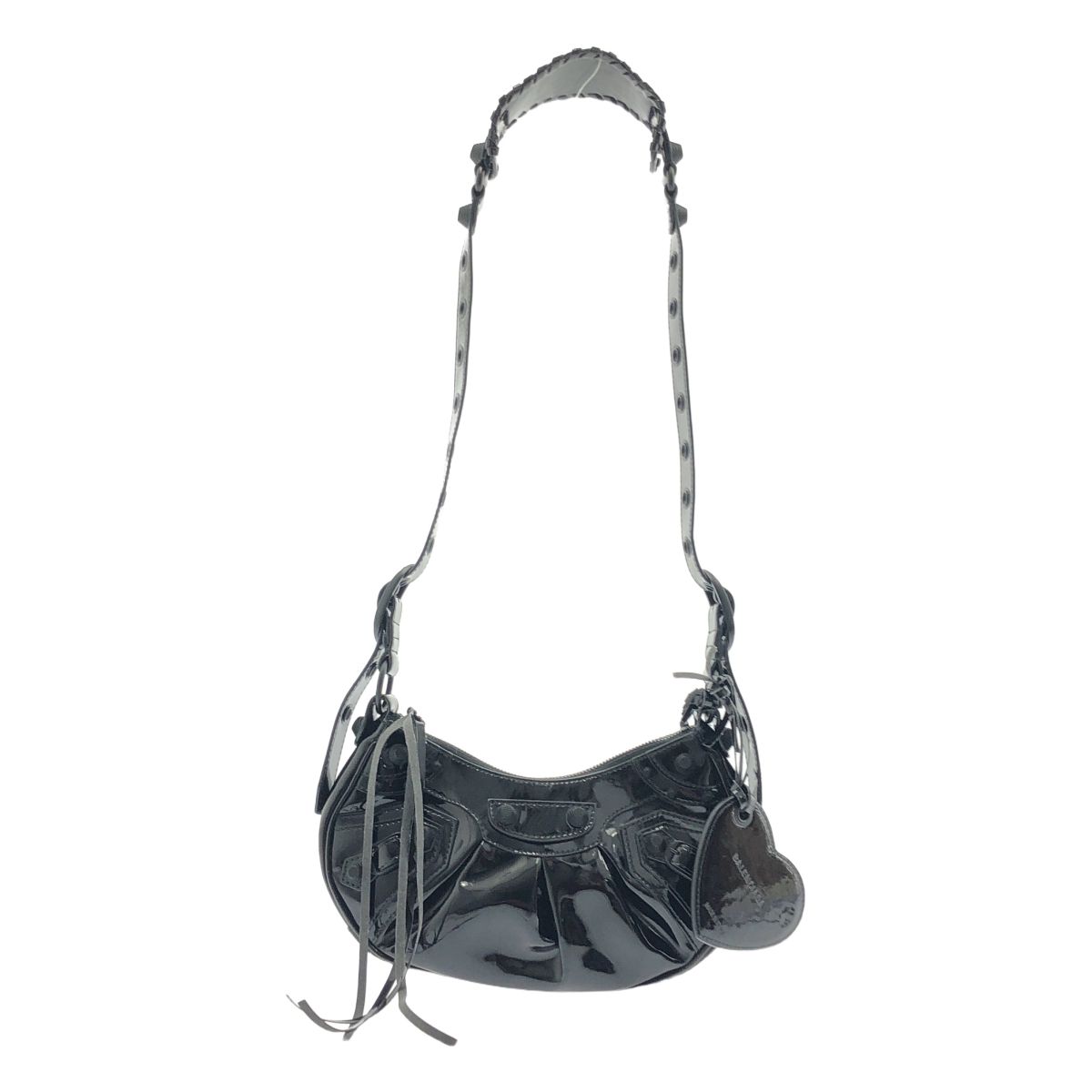 BALENCIAGA | バレンシアガ | ル カゴール XS エナメル ショルダーバッグ | ブラック | レディース