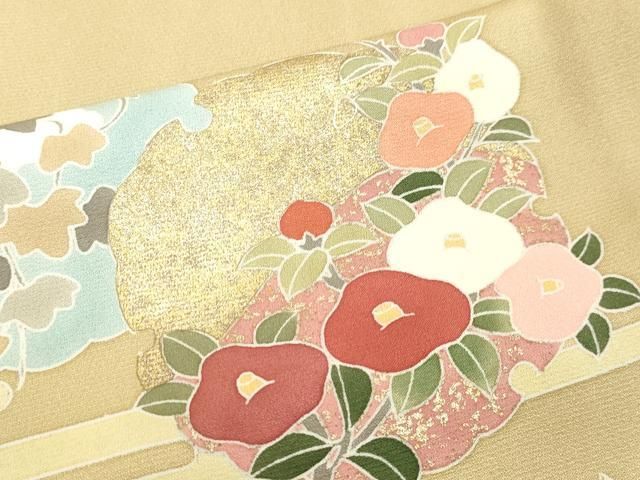 平和屋着物○訪問着 駒刺繍 雪輪草花文 暈し染め 金彩 正絹 逸品