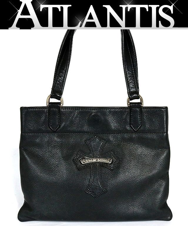 CHROME HEARTS 銀座店 クロムハーツ クロスパッチ スクロールラベル ミニトート バッグ レザー メンズ SV925 黒 97014