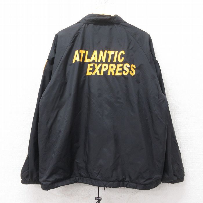XL/古着 長袖 ナイロン ジャケット メンズ アトランティックエクスプレス 星条旗 ラグラン 黒 ブラック 25feb15 中古 アウター ウインドブ