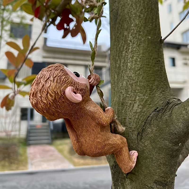 吊り下げ オブジェ ガーデンオーナメント ぶら下がっている猿 室内