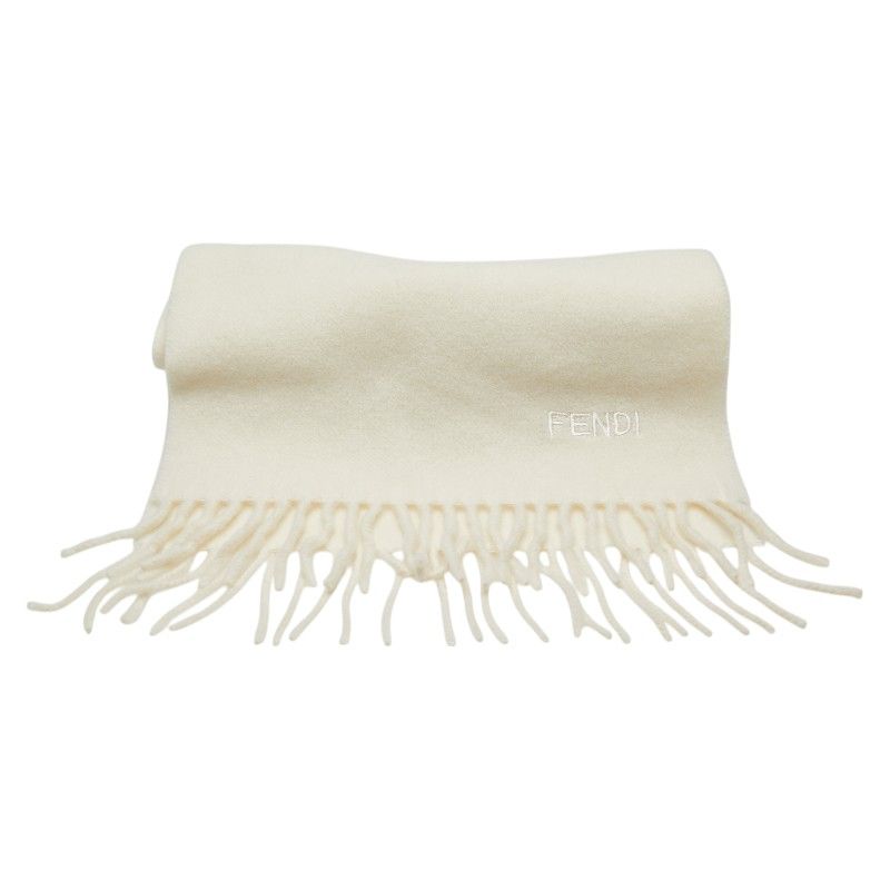 フェンディ ロゴ刺繍 アイボリー ウール カシミヤ レディース FENDI 1-0189520