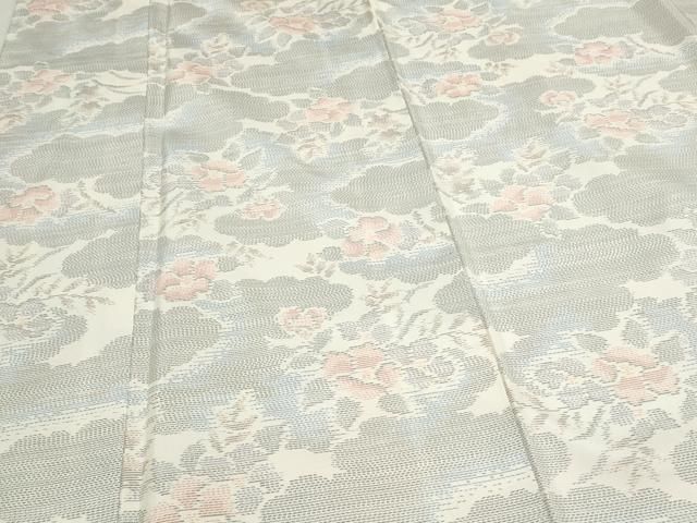 平和屋着物●本場大島紬　白大島　雲重ね枝花文　正絹　逸品　CAAS0313th 平和屋着物○本場大島紬 白大島 雲重ね枝花文 正絹 逸品 CAAS0313th