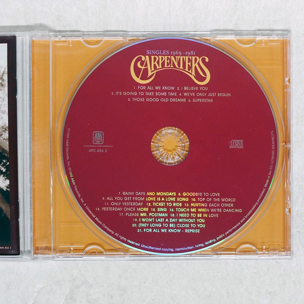 ヨーロッパ盤 CARPENTERS/SINGLES 1969 - 1981/A&M 4904562 CD