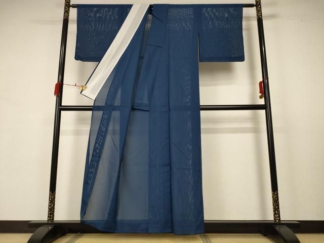 平和屋着物 夏物 色無地 絽 青藍色 洗える着物 AABB2639jd