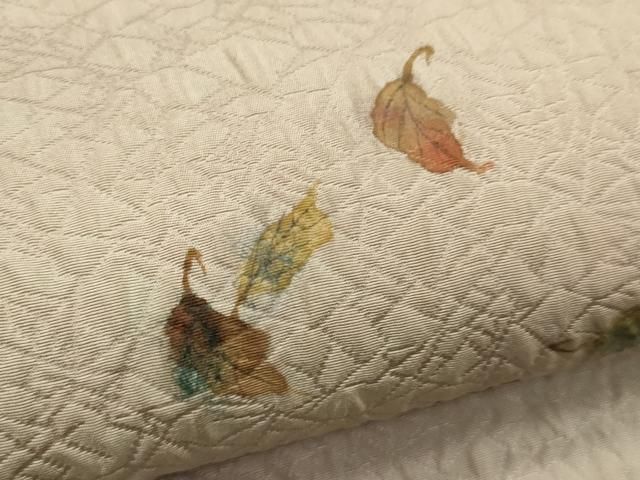 平和屋着物▽太鼓柄袋帯 手描き ふくれ織 どんぐり草文 正絹 逸品  