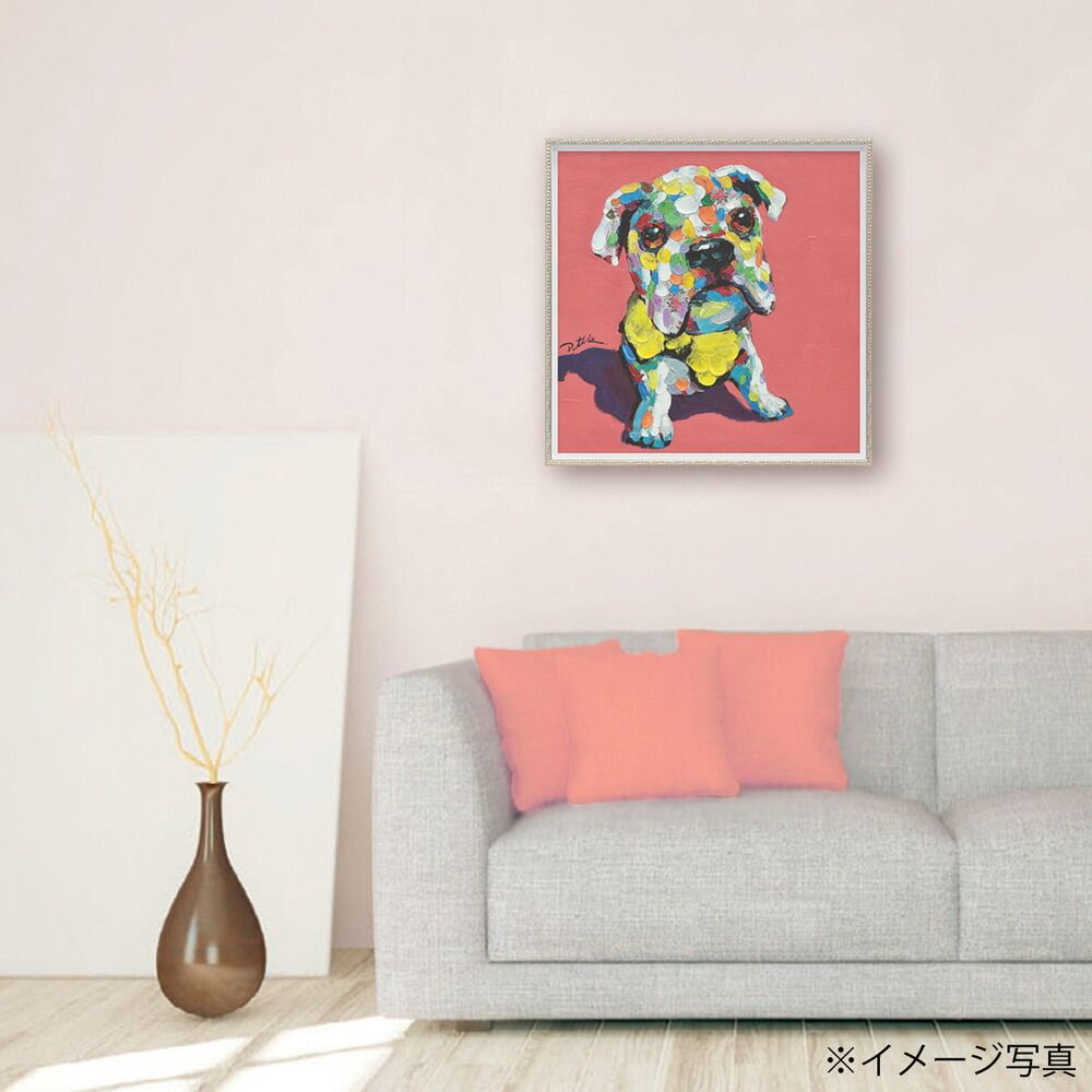 絵画 オイル ペイント アート イエロー ボウタイ ドッグ(M 絵画 オイル ペイント アート イエロー ボウタイ ドッグ(M