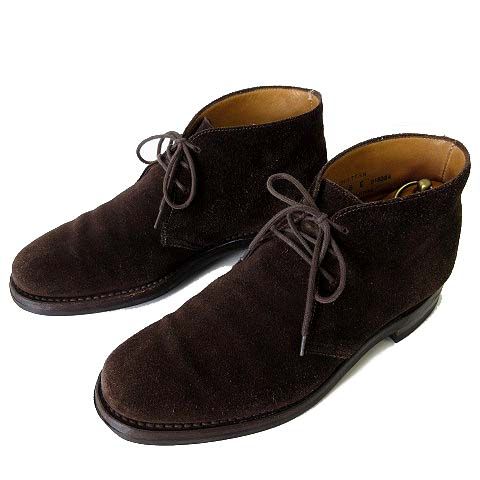 クロケット-ジョーンズ CROCKETT-JONES チルターン CHILTERN ブーツ チャッカブーツ 本革 スエード レザー UK 5 E ダークブラウン 24.0cm 英国製 くつ 靴 シューズ 小さいサイズ