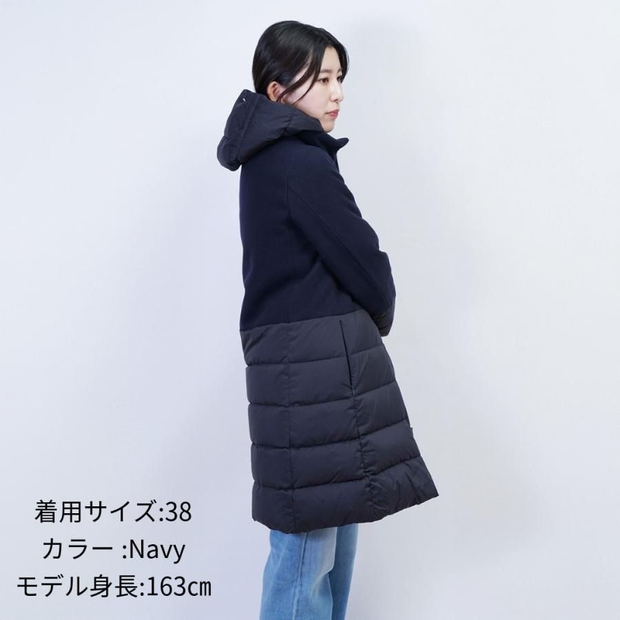 HERNO - HERNO ヘルノ PI0017960D DIAGONAL WOOL &amp; NUAGE パーカ レディース ダウン Navy HERNO - HERNO ヘルノ PI0017960D DIAGONAL WOOL & NUAGE パーカ