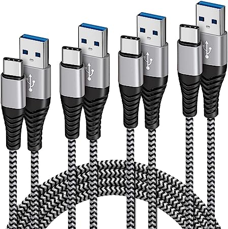 黒白 USB Type C ケーブル 【4本セット 0.2m/1m/1m/1.8m】 タイプc