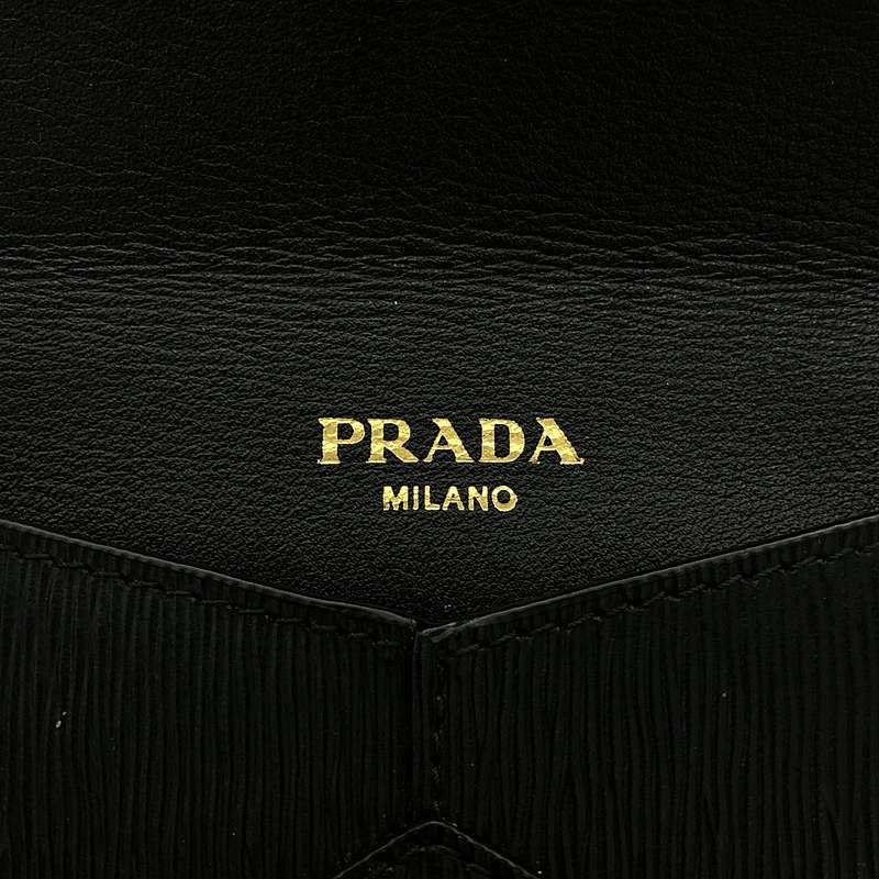 【美品】  PRADA / プラダ | VITELLO MOVE / 1MF175 エンベロップ レザー ウォレット 財布 | NERO | レディース セール】プラダ*エンベロープ型Wallet長財布*1MF175 (PRADA/長財布