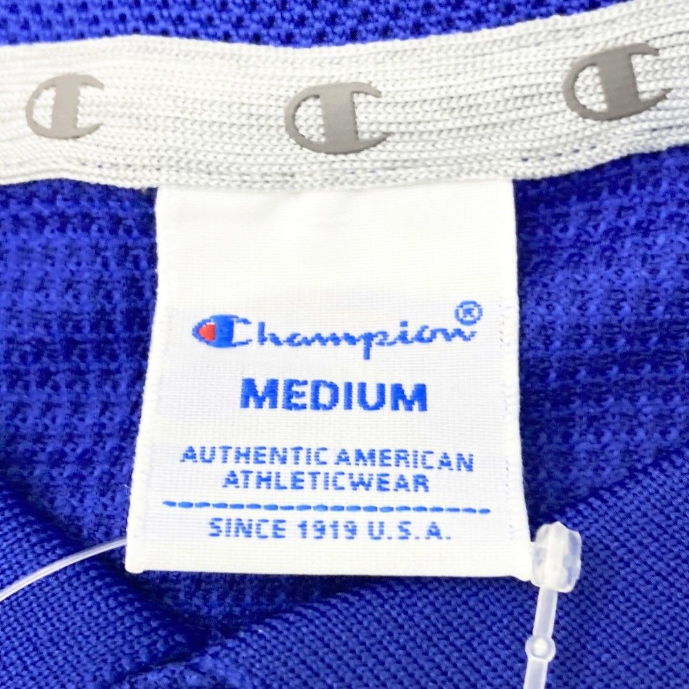 サイズ：M CHAMPION GOLF チャンピオンゴルフ  ワッフル生地半袖ポロシャツ  ブルー系 [240101459539] ゴルフウェア メンズ ストスト サイズ：M CHAMPION GOLF チャンピオンゴルフ ワッフル生地半袖