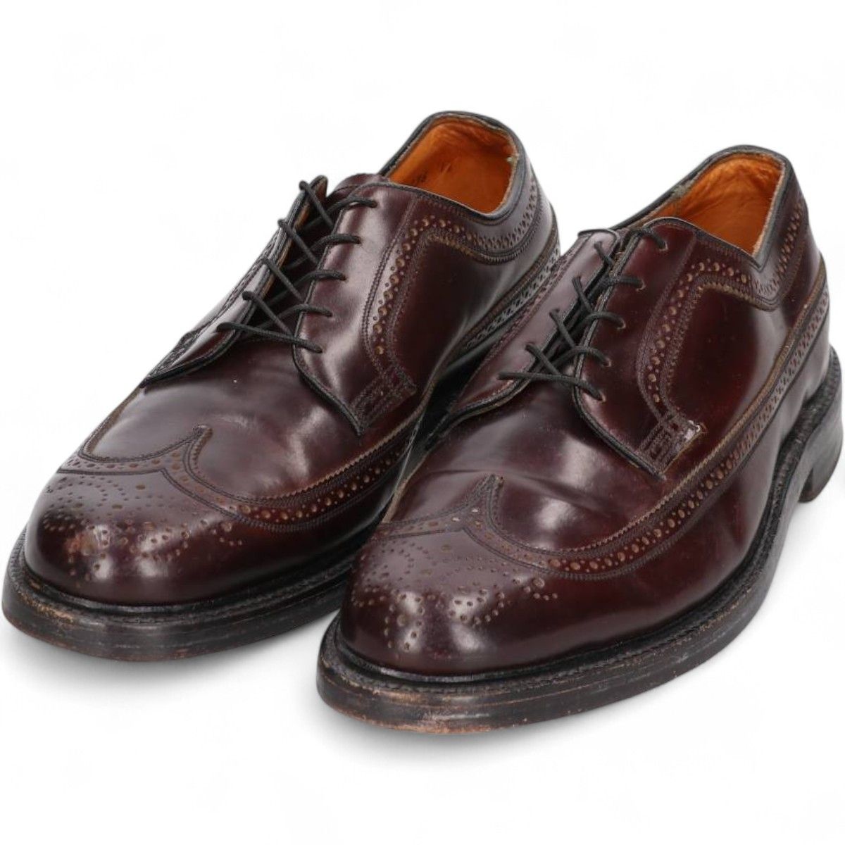 古着 70年代 フローシャイム Florsheim IMPERIAL インペリアル フルブローグ Vクリート コードバン ウイングチップシューズ 10|svb001115