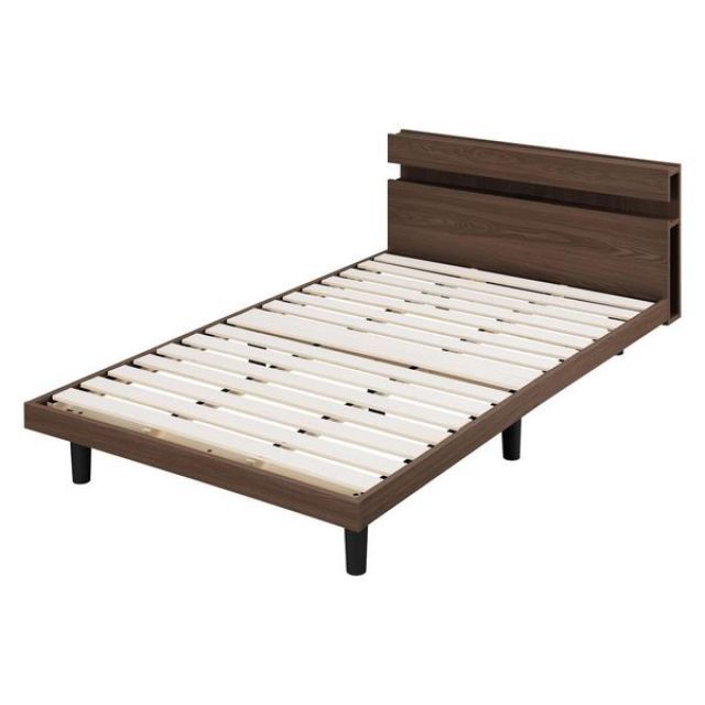 アイリスオーヤマ すのこベッド セミダブル SNBS-SD ウォールナット ベッド 通気性 コンセント付 収納スペース