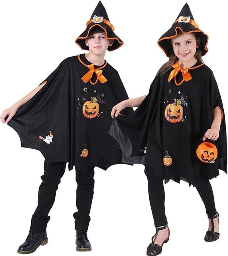 ハロウィン 仮装 子供 コスチューム 魔女 コスプレ 2点セット キッズ 女の子 半袖 パーティー イベント 演出服 男女兼用 xzzhang689