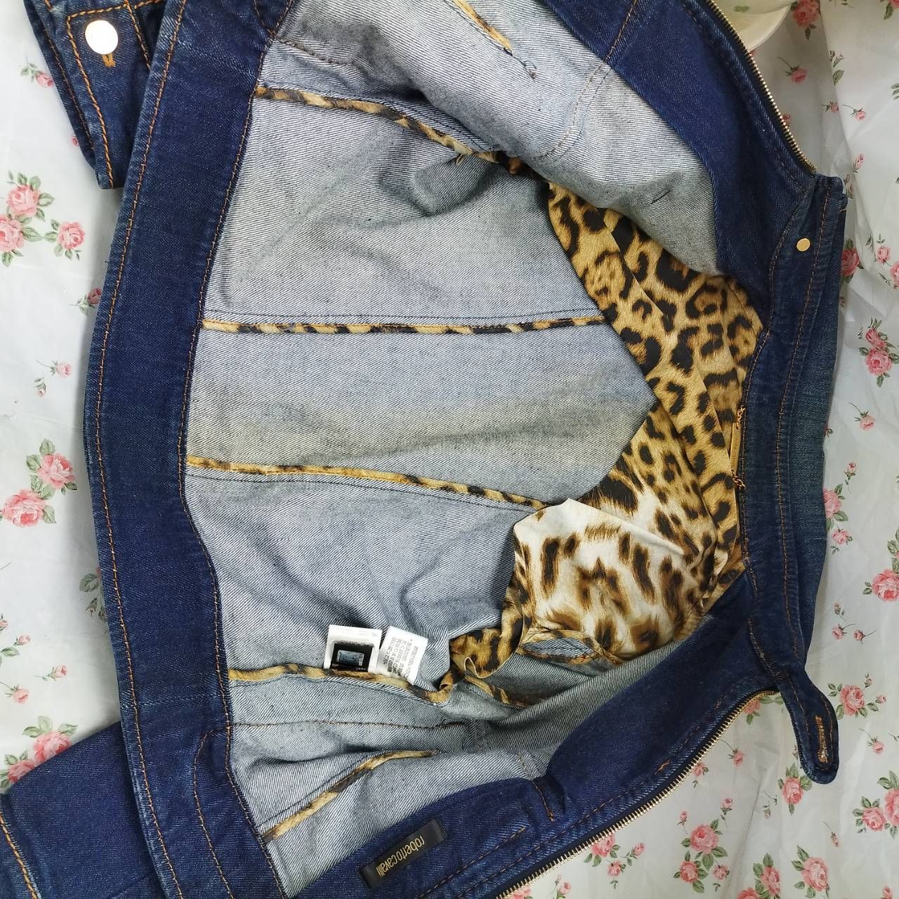 ロベルトカヴァリ roberto cavalli デニム ジャケット レオパード 豹柄