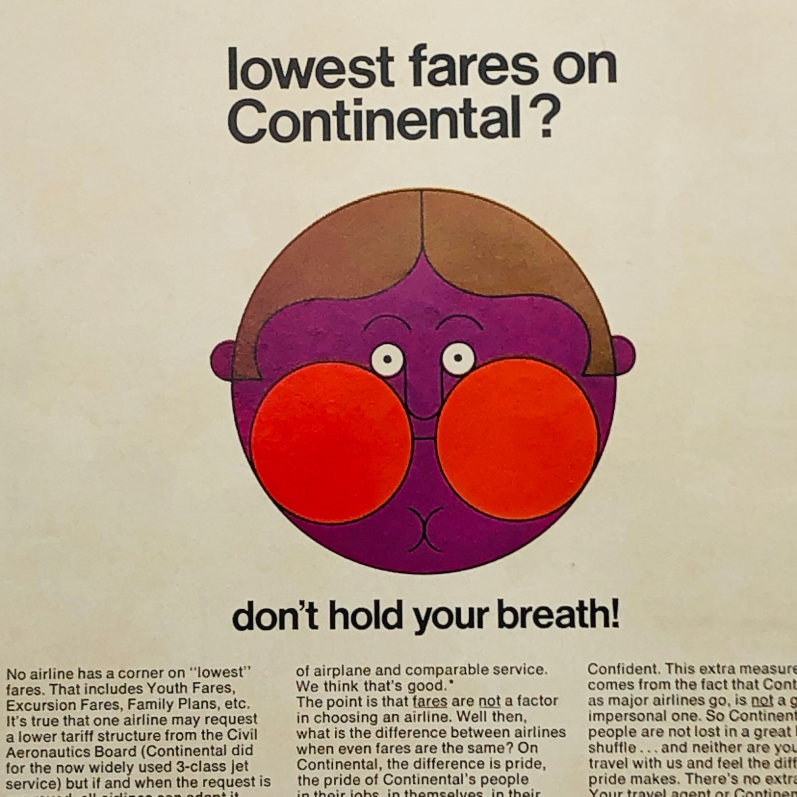 コンチネンタル航空 ( CONTINENTAL )』ビンテージ 広告 60年代