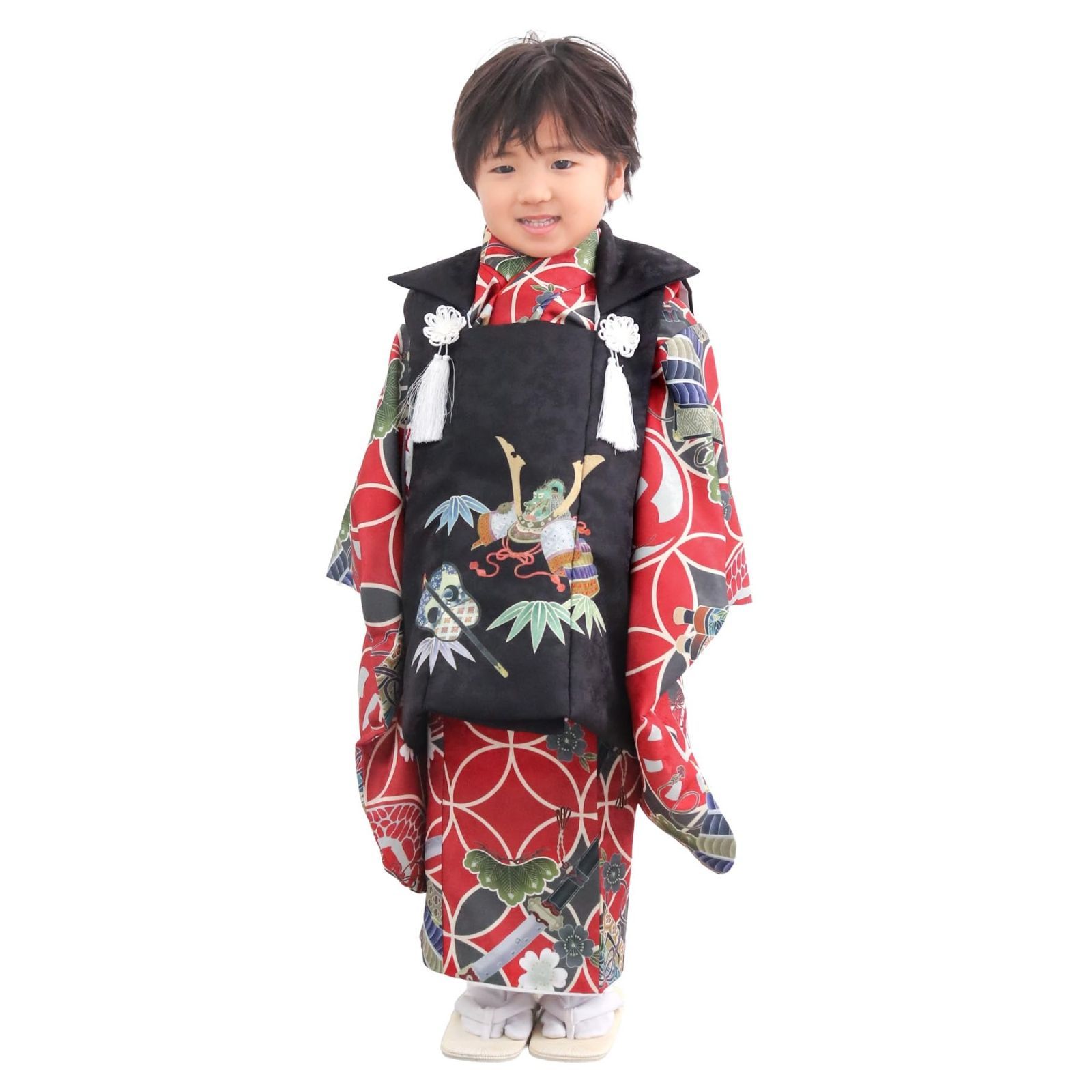 KYOETSU キョウエツ 七五三 3歳 着物 男の子 被布 フルセット しちごさん 15.深紅七宝太刀 90-100cm